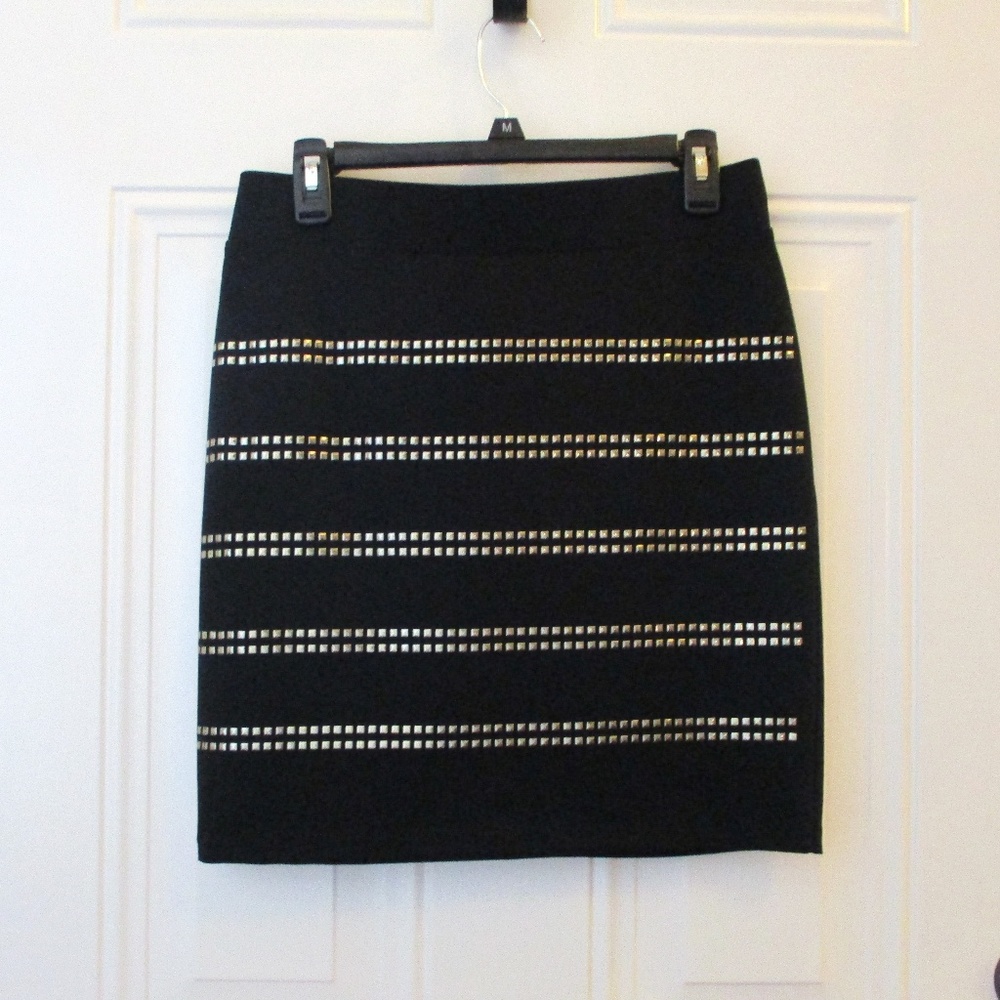 INC  Black Studded Bodycon Mini Skirt Size 6 NWT